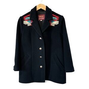 Vintage Chimayo Style Coat Golden Pioneer Wear Black Wool Jacket Southwestern 10